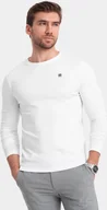 Koszulki męskie - Ombre Longsleeve męski z elastanem sygnowany z okrągłym dekoltem - biały V1 OM-LSCL-0102 M - miniaturka - grafika 1
