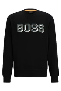 BOSS Męska bluza z logo z bawełny Terry z nadrukowanym i haftowanym logo, czarny (Black1), 3XL - Bluzy męskie - miniaturka - grafika 1