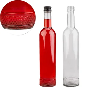 Zestaw 5 sztuk - Butelka z tłoczeniem KRYSZTAŁ 500 ml na nalewki wino bimber wódkę sok - Domowy wyrób alkoholu - miniaturka - grafika 1