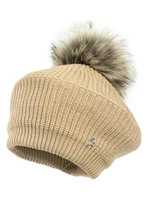 Beret dla dziewczynki na zimę NIFA z pomponem karmel - Czapki dla dzieci Beret dla dziewczynki na zimę NIFA z pomponem karmel - Czapki dla dzieci - miniaturka - grafika 1