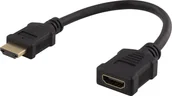 Złącza, przejściówki, adaptery - DELTACO Flexible HDMI adapter, 0,2m, HDMI M/F, UHD, black - miniaturka - grafika 1