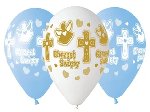 GMR Balony na chrzest dla chłopca - 33 cm - 5 szt. GS120/617BN - Pamiątka Chrztu Świętego - miniaturka - grafika 4