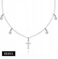 Biżuteria religijna - Naszyjnik CHOKER srebro 925 cyrkonie krzyżyk - miniaturka - grafika 1