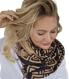 Szal szalik Chusta Stylowy ciepły Geometryczny wzór miękki gładki 180x70 cm - Apaszki i szaliki damskie - miniaturka - grafika 1