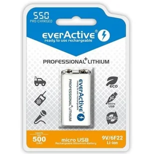 EverActive Akumulatorek 6F22/9V Li-ion 550 mAh 1 sztuka EVHR22-550 - Baterie i akcesoria - miniaturka - grafika 3