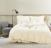 Pościel - Pościel Ruffy 140x200 kremowa z falbanką - miniaturka - grafika 1