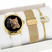 Smartwatch - Gravity ZGT25 + bransoletka Złoty, Biały - miniaturka - grafika 1