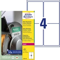 Etykiety samoprzylepne i bloki etykiet - Avery Zweckform Etykiety polietylenowe ultra resistant A4 40 ark./op. 99,1x139mm ZWECKFORM L7915-40 L7915-40 - miniaturka - grafika 1