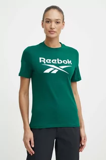 Koszulki sportowe damskie - Reebok t-shirt bawełniany Identity damski kolor zielony 100076007 - grafika 1