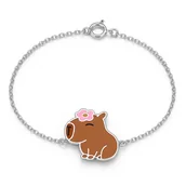 Biżuteria dla dzieci - Srebrna bransoletka celebrytka dla dziewczynki kapibara srebro próba 925 - miniaturka - grafika 1