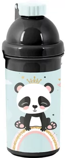 Paso Bidon Szkolny czarno-turkusowy z pandą 550ml - Bidony dla dzieci - miniaturka - grafika 1