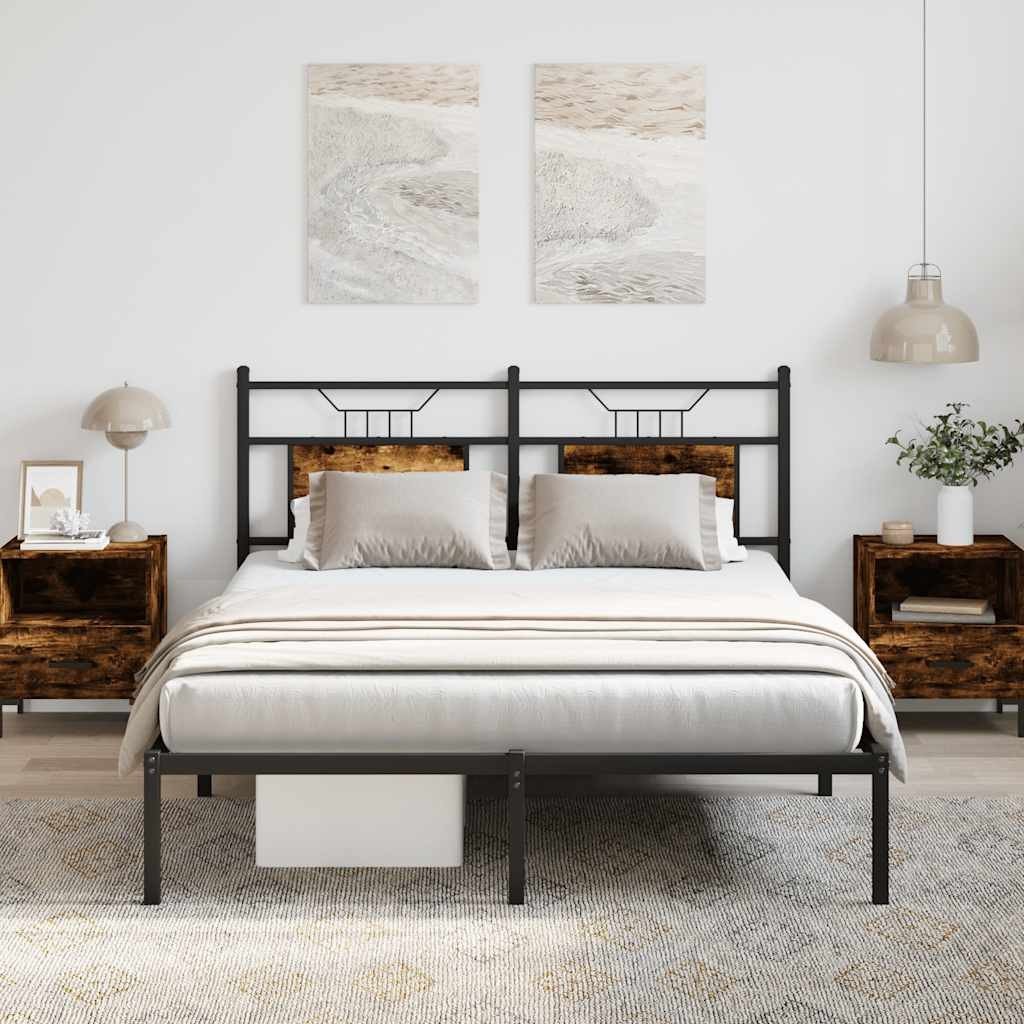 vidaXL Łóżko bez materaca, przydymiony dąb, 137x190 cm