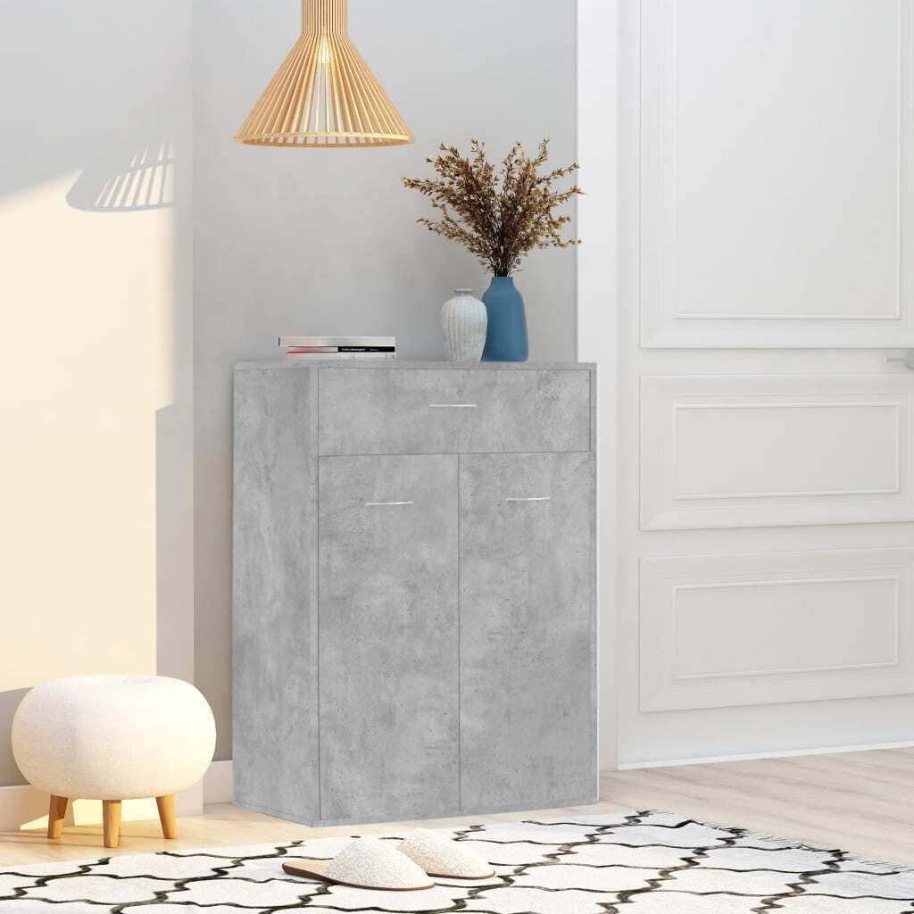 The Living Store Szafka na buty betonowa szara 60x35x84 cm materiał drewnopochodny