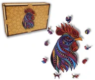 Puzzle - Puzzle Drewniane dla dzieci i dorosłych Kogucik  Cockerel  w pudełku drewnianym - miniaturka - grafika 1
