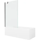 Wanny - Mexen Cubik wanna prostokątna 160 x 70 cm z obudową i parawanem 1-skrzydłowym 100 cm, transparent, czarny - miniaturka - grafika 1