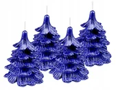 Świece - 4x świeczki świąteczne choinka 10cm cała granatowa - miniaturka - grafika 1