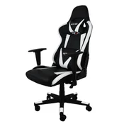 Fotele gamingowe - Fotel Gamingowy Dla Gracza Czarno-Biały Młodzieżowy Ergonomiczny Z Regulacją Patiomage - miniaturka - grafika 1