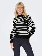 Swetry damskie - ONLY Sweter "Frida" w kolorze czarno-białym - miniaturka - grafika 1