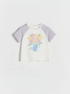 Reserved - Bawełniany t-shirt z nadrukiem - lawendowy - Bluzki dla niemowląt - miniaturka - grafika 1