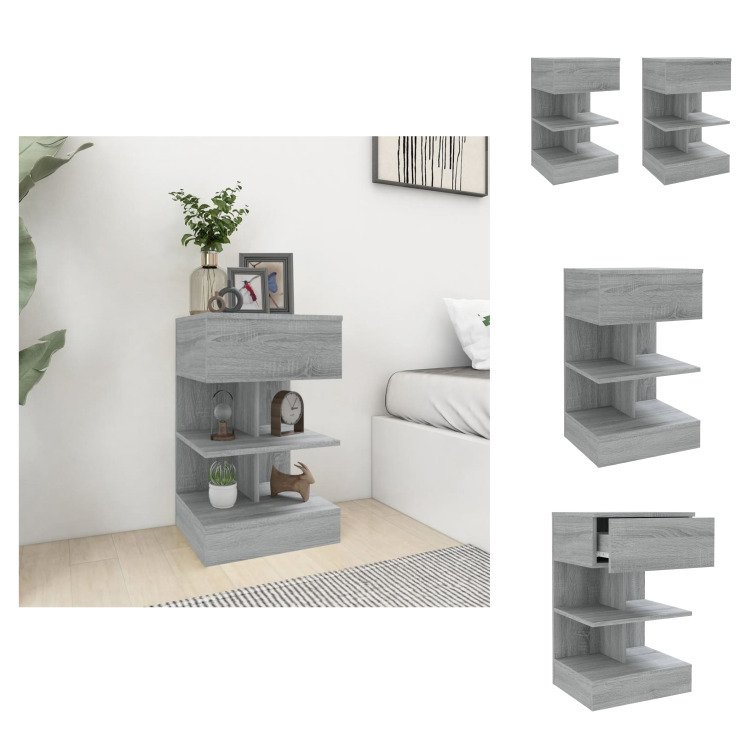 vidaXL Szafki nocne 2 szt. Szara Sonoma 40x35x65 cm Materiał drewnopochodny - Szafki nocne