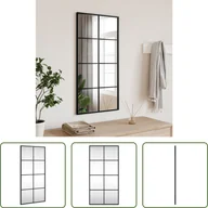 Lustra - The Living Store Lustro ścienne czarne 40x80 cm prostokątne żelazo - miniaturka - grafika 1