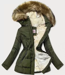 DAMSKA PARKA ZIMOWA NA MISIU KHAKI / BRĄZ (W560) - MHM - Kurtki damskie - miniaturka - grafika 1