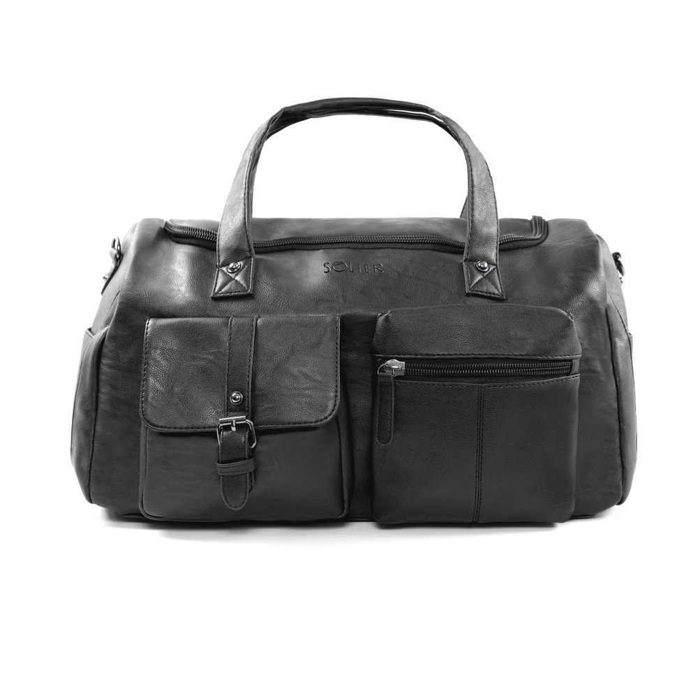 Torba podróżna weekendowa na siłownię bagaż podręczny czarny SOLIER