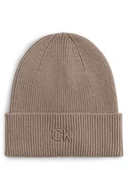 Czapki damskie - Calvin Klein Czapka damska z zawartością kaszmiru Kobiety Bawełna szary jednolity, ONE SIZE - miniaturka - grafika 1
