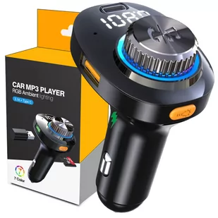 TRANSMITER FM BLUETOOTH SZYBKA ŁADOWARKA MP3 3XUSB TYP-C PENDRIVE KARTA SD - Transmitery FM - miniaturka - grafika 1