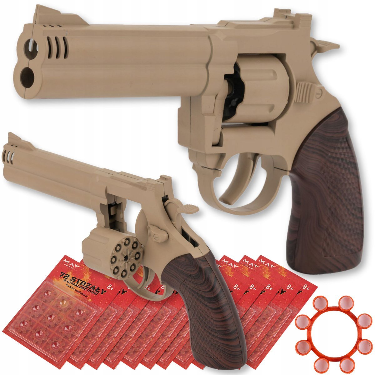Metalowy pistolet na kapiszony rewolwer spłonka zestaw 12 sztuk 864 strzały