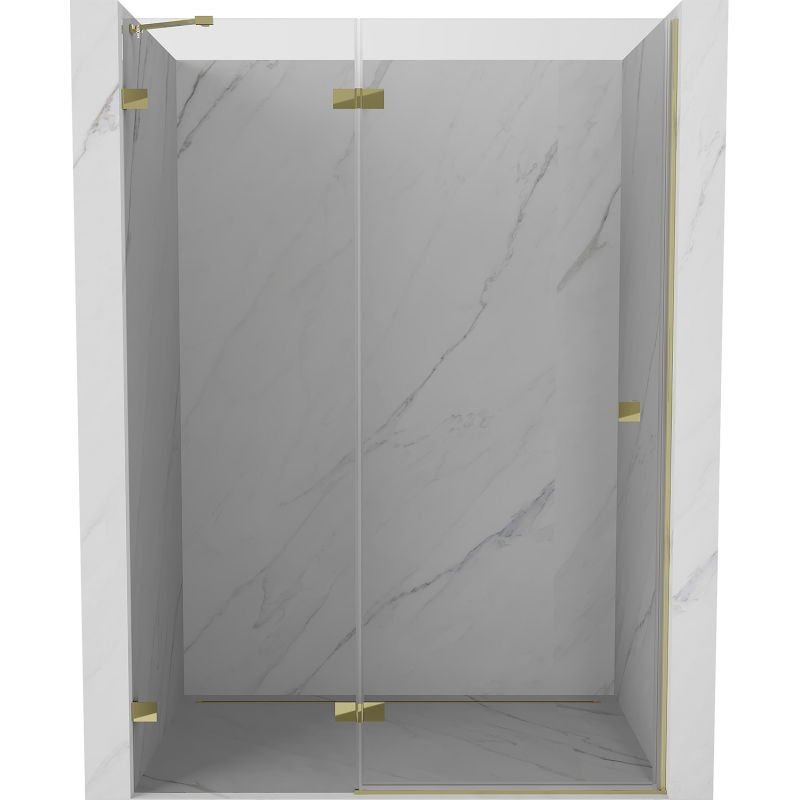 Mexen Lunar drzwi prysznicowe uchylne lewe 135 cm, transparent, złote - 834-135-000-50-00-L