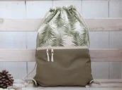 Plecaki worki - Mały Plecak Ze ściągaczem Wykonany Z Zielonej Bawełny Z Kieszenią Na Zamek Błyskawiczny Zielony Lekki Plecak Podróżny - miniaturka - grafika 1