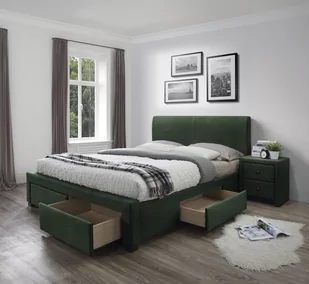 MODENA 3 ŁÓŻKO Z SZUFLADAMI CIEMNY ZIELONY VELVET - Łóżka - miniaturka - grafika 1