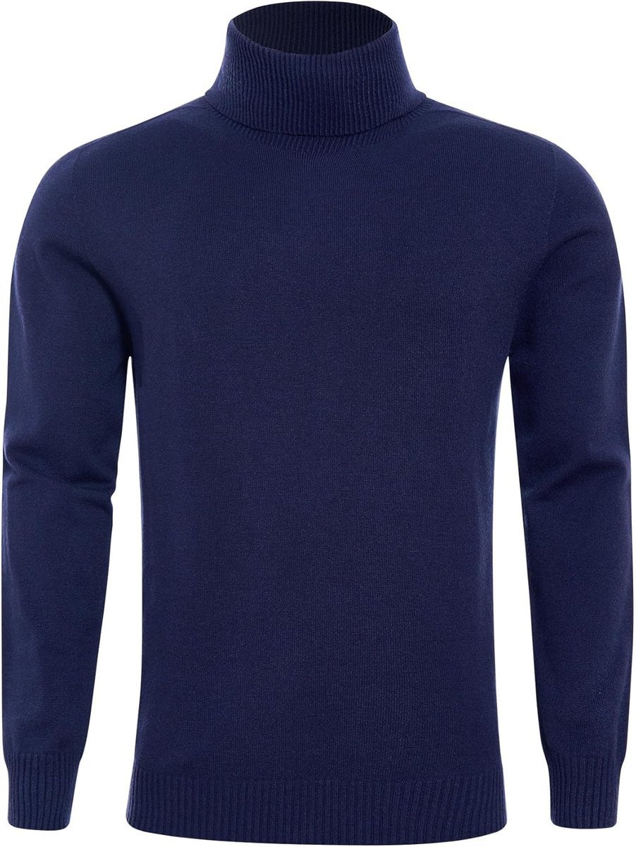 Dancinova Golf Męski Sweter z Golfem Dzianinowy Miękki Ciepły Granatowy L