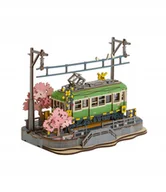 Puzzle - Robotime Sakura Journey Tramwaj Drewniane Puzzle 3D - miniaturka - grafika 1
