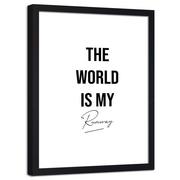Plakaty - Plakat w ramie czarnej Feeby, Cytat The world is my runway 50x70 cm - miniaturka - grafika 1