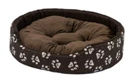 Legowiska dla psów - SZYSZKA LEGOWISKO Z PODUSZKĄ rozmiar S 45x40 Brązowe w białe kości i łapki - miniaturka - grafika 1