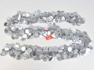 Łańcuch choinkowy girlanda srebrna - 200 x 13 cm - 1 szt. - Dekoracje sali - miniaturka - grafika 1