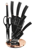 Noże kuchenne - Komplet czarnych noży ze złotym obracanym stojakiem T0-E57 - miniaturka - grafika 1