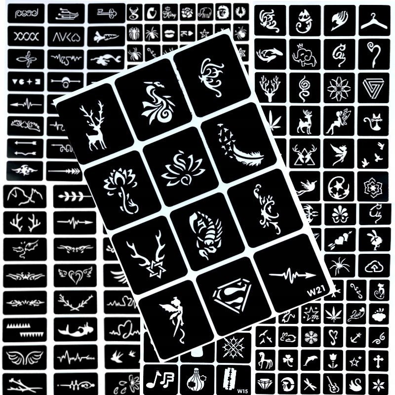 TATUAŻE BROKATOWE SZBLONY ZESTAW SZABLONÓW