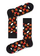 Skarpetki męskie - Happy Socks Hamburger Sock, kolorowe i zabawne, Skarpety dla kobiet i mężczyzn, Czarny-Czerwony-Żółty (41-46) - miniaturka - grafika 1