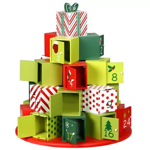 Kalendarz Adwentowy Drewniany Kolorowe Kostki - Ozdoby bożonarodzeniowe - miniaturka - grafika 1