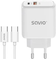 Ładowarki do telefonów - Ładowarka Savio ŁADOWARKA SIECIOWA 20W + KABEL QUICK CHARGE POWER DELIVERY 3.0 biała LA-13 - miniaturka - grafika 1