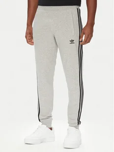 adidas Spodnie dresowe adicolor 3-Stripes JY1387 Szary Slim Fit - Spodnie sportowe męskie - miniaturka - grafika 1