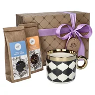 Kubki - Kubek z herbatą Owoce Leśne + Soczysta Pomarańcza porcelanowy 345 ml Lile Domino LI-094G - miniaturka - grafika 1