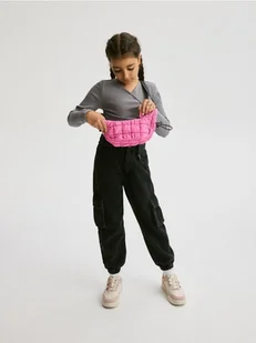 Reserved - Jeansy jogger cargo - czarny - Spodnie i spodenki dla dziewczynek - miniaturka - grafika 1