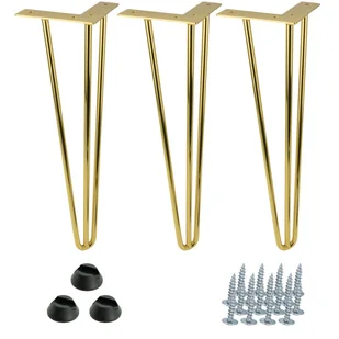 Zestaw 3 nóżek meblowych Hairpin legs złoty połysk wysokość 41cm do stolika - Zawiasy, okucia i inne akcesoria Zestaw 3 nóżek meblowych Hairpin legs złoty połysk wysokość 41cm do stolika - Zawiasy, okucia i inne akcesoria - miniaturka - grafika 1