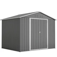 Altany ogrodowe - Metalowa szopa ogrodowa 8x6 stóp w kolorze antracytowej szarości z drzwiami wahadłowymi, idealna na narzędzia i sprzęt ogrodowy - miniaturka - grafika 1