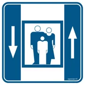 Systemy ekspozycyjne i znaki informacyjne - RA043 DŹWIG OSOBOWY, PN - PŁYTA PCV 1MM; (100X100MM) - miniaturka - grafika 1