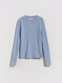 Swetry dla dziewczynek - Reserved - Lekki sweter z wiskozą - jasnoniebieski - miniaturka - grafika 1